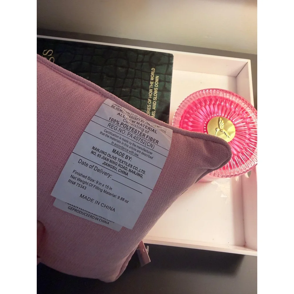 Nanjing Olive Textiles Ciao Throw Pillow Misc 9x15 Pink Red Needlepoint Stripe